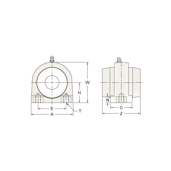 SINGLE ROW BALL BEARING, 1'' ZINC WIDE SET SCREW WHITE TB PLW BLK 2 OPN COV